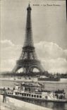 CPA Paris La Tour Eiffel Bateau Peniche