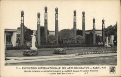 VINTAGE POSTCARD International exhibition Of Decorative Arts Paris 1925 Floral And Architectural Decorations Of Gardens