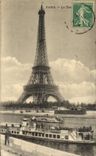 CPA Paris La Tour Eiffel Bateau Peniche