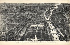 CPA Panorama De Paris Vue a Vol d'Oiseau Sur Les Tuileries Le Louvre et l'est De Paris