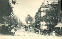 VINTAGE POSTCARD Paris Boulevard Montmartre Drouot Crossroads