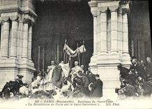 VINTAGE POSTCARD Paris Basilica of the Sacring Heart the Blessing of Paris by Blessed Sacrament