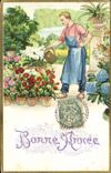 VINTAGE POSTCARD Fantasy Flowers Gardener