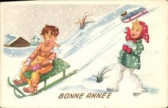 CPA Fantaisie Enfants Luge