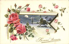 CPA Fantaisie Bonne annee Moulin a vent