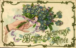 CPA Fantaisie Main Fleurs 