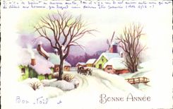 CPA Fantaisie Bonne annee Moulin a vent 