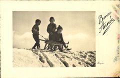 CPA Fantaisie Enfants Luge