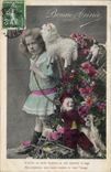 VINTAGE POSTCARD Fantasy Child Headstock Sheep