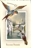 CPA Fantaisie Bonne Annee Oiseaux