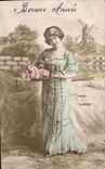 CPA Fantaisie Femme Moulin a vent