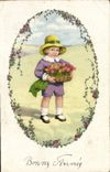 VINTAGE POSTCARD Fantasy Child tulips