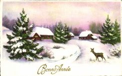 CPA Fantaisie Bonne annee Biche