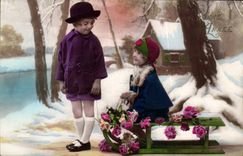 CPA Fantaisie Enfants Luge