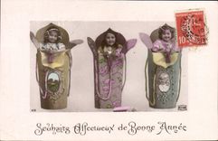 VINTAGE POSTCARD Fantasy Children Headstocks