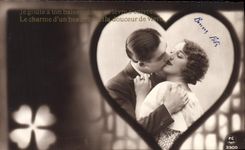 VINTAGE POSTCARD Fantasy Woman Heart Clover