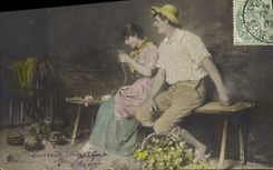 VINTAGE POSTCARD Fantasy Woman Peasants