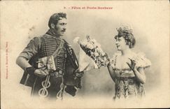 VINTAGE POSTCARD Fantasy Woman Festivals and carries happiness Soldat Militaria
