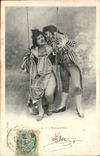 VINTAGE POSTCARD Fantasy Woman the swing