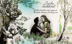 VINTAGE POSTCARD Fantasy Woman the indiscreet tree Bird