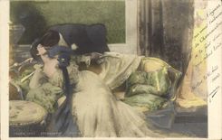 VINTAGE POSTCARD Fantasy Woman Living room 1903 Etcheverry Giddiness