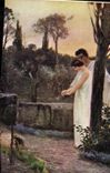 VINTAGE POSTCARD Fantasy Woman Jan Styka Vinicius and Lygie with the garden of Linus