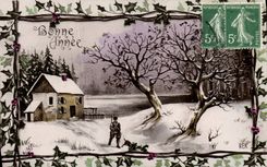 CPA Fantaisie Bonne annee Chasseur Chasse