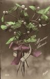 VINTAGE POSTCARD Fantaisie Flowers GUI Horseshoe