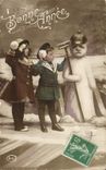 VINTAGE POSTCARD Fantasy Children Snowman German Helmet Militaria
