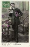 VINTAGE POSTCARD Fantaisie Man Lives co. Marie