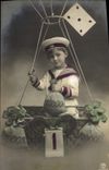 CPA Fantaisie Enfant Ballon Dirigeable