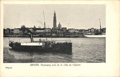Panorama de Amberes de la POSTAL de la VENDIMIA tomado del jefe del barco de Flandes