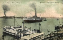 Salida de Amberes de la POSTAL de la VENDIMIA del barco de Congo