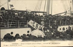 La POSTAL Amberes de la VENDIMIA antes de la salida para Congo tiene borde de Anversville