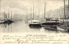 POSTAL Amberes de la VENDIMIA los barcos flamencos del lavabo