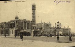 VINTAGE POSTCARD Ghent Train station St Pierre