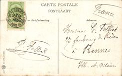 Barco del panorama de Amberes de la POSTAL de la VENDIMIA