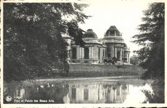 VINTAGE POSTCARD Liege Park and Palate of Beautiful arts