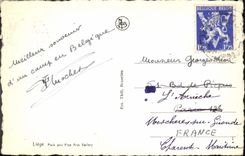 VINTAGE POSTCARD Liege Park and Palate of Beautiful arts