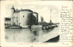 POSTAL Brujas de la VENDIMIA la cruz santa de la puerta y Moulins del molino de viento de las paredes