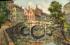 VINTAGE POSTCARD Bruges the Bridge of Augustins Bruges