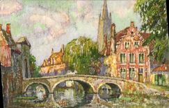 VINTAGE POSTCARD Bruges the Bridge of Beguinage