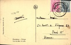 VINTAGE POSTCARD Maredsous Abbey One of the alleys of the Garden