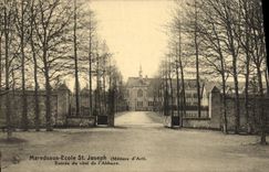 VINTAGE POSTCARD Maredsous School Saint Joseph trades of arts Entered of the dimension of the Abbey