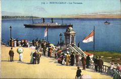 CPA Monte Carlo Les Terrasses Bateau Paquebot