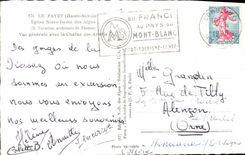 POSTAL MODERNA iglesia de Fayet Notre Dame de la opinión de las montan@as con la gama alpestre