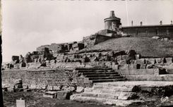 MODERN CARD Ruins of the mercury temple and the observatory of Puy de Dome