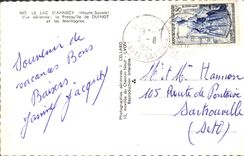 POSTAL MODERNA la opinión de D Anncey del lago casi de Duingt y de montañas