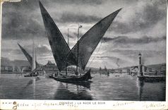 CPA Geneve La Rade Le Soir Bateau 