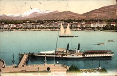 CPA Geneve La Rade Et Le Montblanc Bateau 